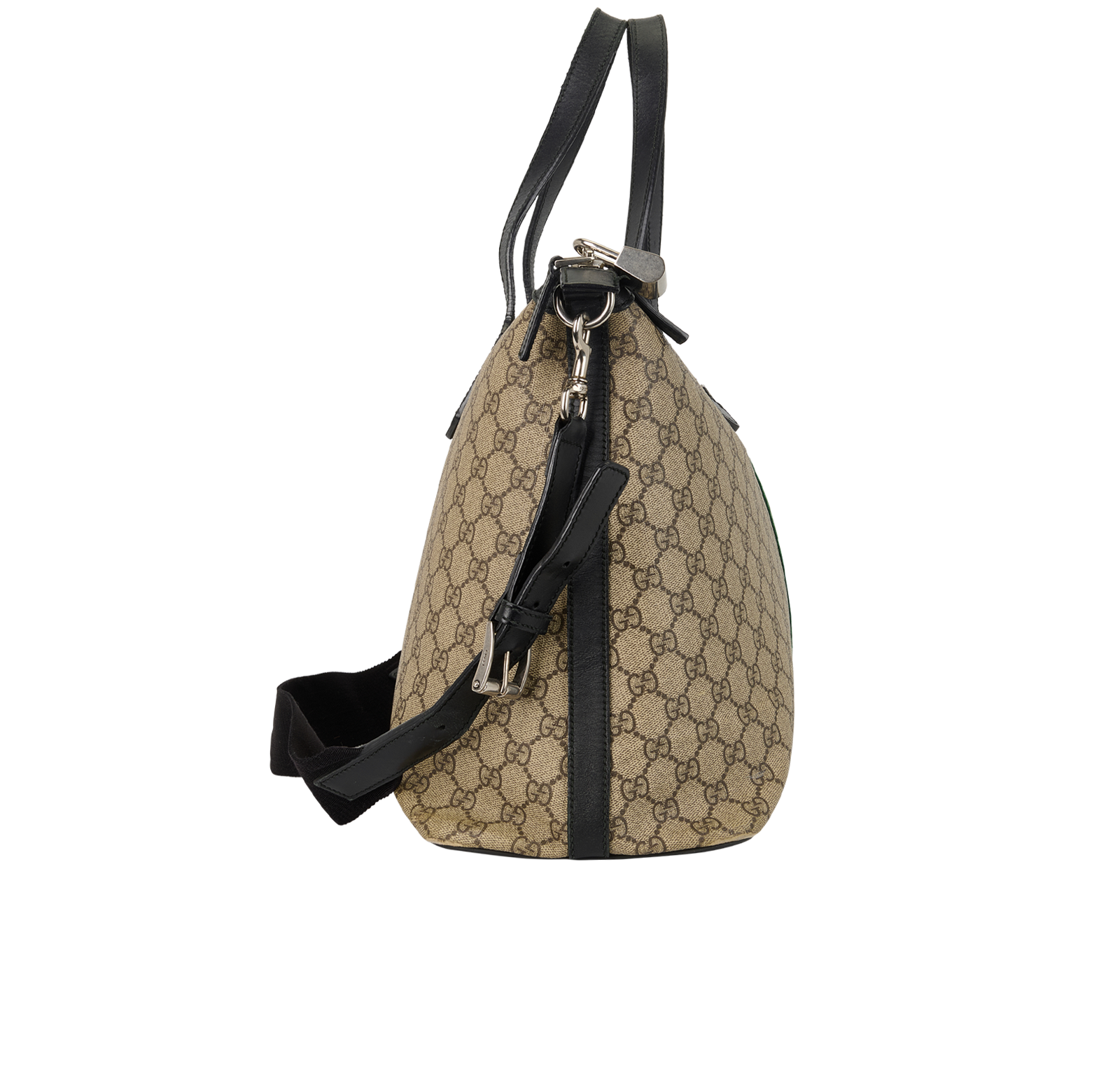GG Web Weekender, &pound;695, Handbags, Black/Brown, Canvas, Side view